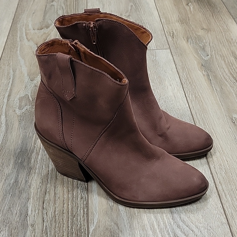 Lucky Brand Size 7 Brown Leather Loxona Western Bootie